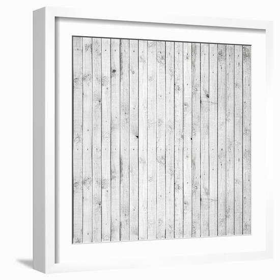 Background Texture of Old White Painted Wooden Lining Boards Wall-Eugene Sergeev-Framed Art Print
