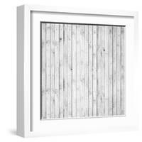 Background Texture of Old White Painted Wooden Lining Boards Wall-Eugene Sergeev-Framed Art Print