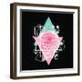 Background with Abstract Geometric Shapes and Flower-incomible-Framed Art Print