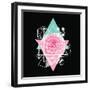 Background with Abstract Geometric Shapes and Flower-incomible-Framed Art Print