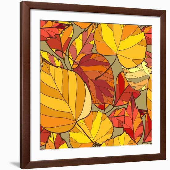 Background with Autumn Leaves-lolya1988-Framed Art Print