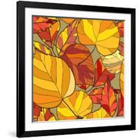 Background with Autumn Leaves-lolya1988-Framed Art Print