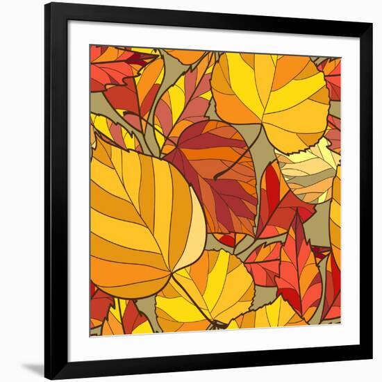 Background with Autumn Leaves-lolya1988-Framed Art Print