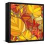 Background with Autumn Leaves-lolya1988-Framed Stretched Canvas