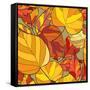 Background with Autumn Leaves-lolya1988-Framed Stretched Canvas