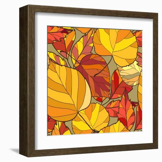 Background with Autumn Leaves-lolya1988-Framed Art Print