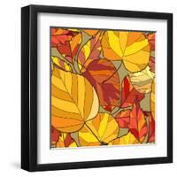 Background with Autumn Leaves-lolya1988-Framed Art Print