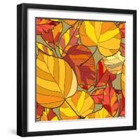 Background with Autumn Leaves-lolya1988-Framed Art Print