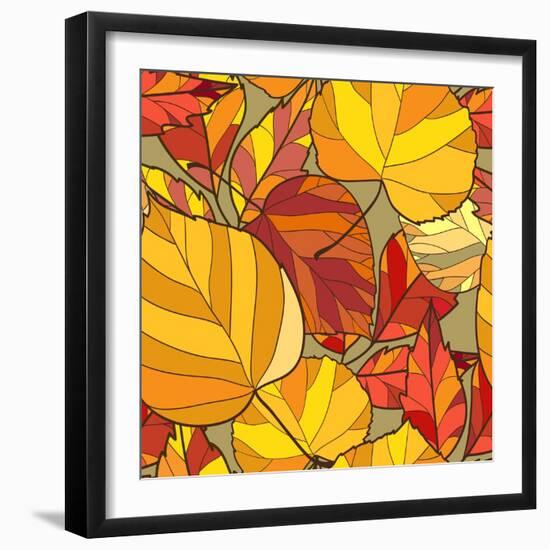 Background with Autumn Leaves-lolya1988-Framed Art Print