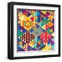 Background with Decorative Geometric and Abstract Elements. Vector Illustration.-emirilen-Framed Art Print