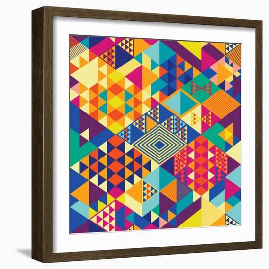 Background with Decorative Geometric and Abstract Elements. Vector Illustration.-emirilen-Framed Art Print