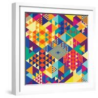 Background with Decorative Geometric and Abstract Elements. Vector Illustration.-emirilen-Framed Art Print