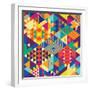 Background with Decorative Geometric and Abstract Elements. Vector Illustration.-emirilen-Framed Art Print