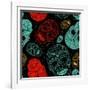 Background with Green, Black and Red Skulls-Alisa Foytik-Framed Art Print