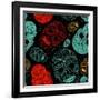 Background with Green, Black and Red Skulls-Alisa Foytik-Framed Art Print