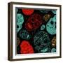 Background with Green, Black and Red Skulls-Alisa Foytik-Framed Art Print