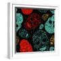 Background with Green, Black and Red Skulls-Alisa Foytik-Framed Art Print