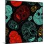 Background with Green, Black and Red Skulls-Alisa Foytik-Mounted Art Print