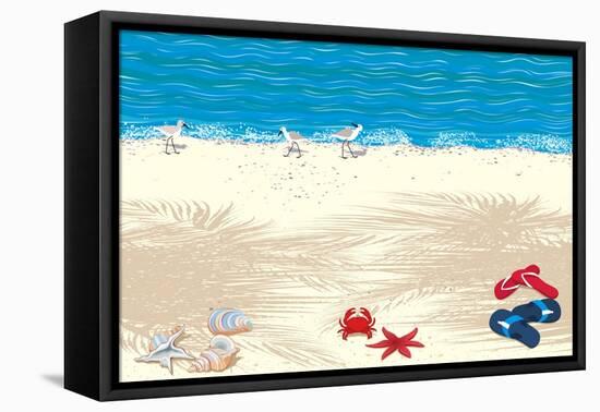Background with Tropical Sand Beach-Milovelen-Framed Stretched Canvas