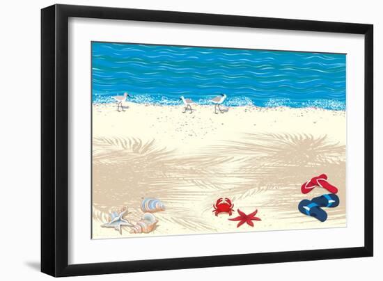 Background with Tropical Sand Beach-Milovelen-Framed Art Print