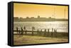 Backlight at Men Playing Soccer at the Beach of Bukha, Musandam, Oman, Middle East-Michael Runkel-Framed Stretched Canvas