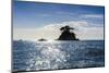 Backlight of a Lonely Rock Sitting in the Ocean-Michael-Mounted Photographic Print