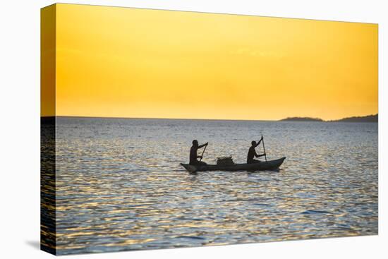 Backlight of Fishermen in a Little Fishing Boat at Sunset-Michael Runkel-Stretched Canvas