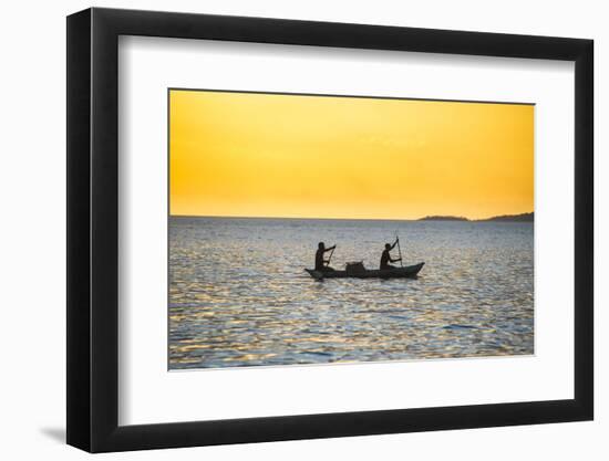 Backlight of Fishermen in a Little Fishing Boat at Sunset-Michael Runkel-Framed Premium Photographic Print