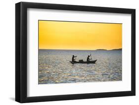 Backlight of Fishermen in a Little Fishing Boat at Sunset-Michael Runkel-Framed Premium Photographic Print