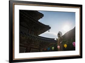 Backlit Golden Maitreya Statue, Beopjusa Temple Complex, South Korea, Asia-Michael-Framed Photographic Print