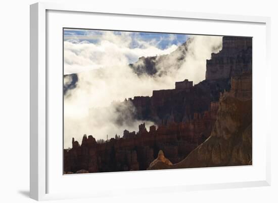 Backlit Red Ridges Surrounded by the Clouds of an Early Morning Temperature Inversion-Eleanor-Framed Photographic Print