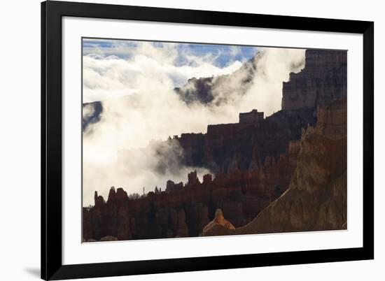 Backlit Red Ridges Surrounded by the Clouds of an Early Morning Temperature Inversion-Eleanor-Framed Photographic Print