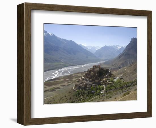 Backlit View of Kee Gompa Monastery Complex from Above, Spiti, Himachal Pradesh, India-Simanor Eitan-Framed Photographic Print