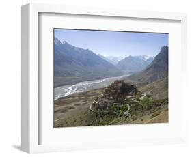 Backlit View of Kee Gompa Monastery Complex from Above, Spiti, Himachal Pradesh, India-Simanor Eitan-Framed Photographic Print