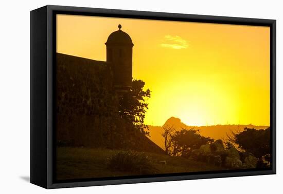 Backlit Watchtower of the Fortress of Fortaleza San Felipe, Puerto Plata, Dominican Republic-Michael Runkel-Framed Stretched Canvas