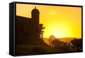 Backlit Watchtower of the Fortress of Fortaleza San Felipe, Puerto Plata, Dominican Republic-Michael Runkel-Framed Stretched Canvas