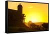 Backlit Watchtower of the Fortress of Fortaleza San Felipe, Puerto Plata, Dominican Republic-Michael Runkel-Framed Stretched Canvas