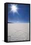 Backlit with Sun Star Shot of Hexagonal Shaped Salt Flats, Salar De Uyuni, Bolivia, South America-Kim Walker-Framed Stretched Canvas