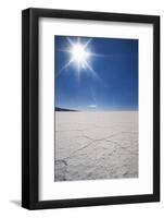 Backlit with Sun Star Shot of Hexagonal Shaped Salt Flats, Salar De Uyuni, Bolivia, South America-Kim Walker-Framed Photographic Print