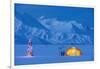 Backpacking Tent Lit Up At Twilight With Christmas Tree Next To It Alaska Range-Design Pics-Framed Photographic Print