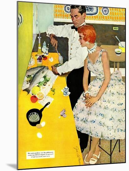 Backstairs Bachelor  - Saturday Evening Post "Leading Ladies", July 17, 1954 pg.27-Joe de Mers-Mounted Giclee Print