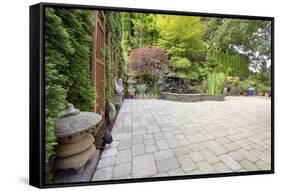 Backyard Asian Inspired Paver Patio Garden-jpldesigns-Framed Stretched Canvas