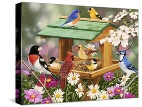 Backyard Birds Spring Feast-William Vanderdasson-Stretched Canvas