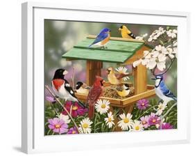 Backyard Birds Spring Feast-William Vanderdasson-Framed Giclee Print