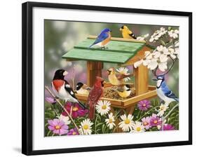 Backyard Birds Spring Feast-William Vanderdasson-Framed Giclee Print