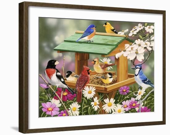 Backyard Birds Spring Feast-William Vanderdasson-Framed Giclee Print