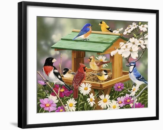 Backyard Birds Spring Feast-William Vanderdasson-Framed Giclee Print