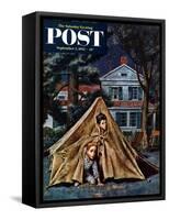 "Backyard Campers" Saturday Evening Post Cover, September 5, 1953-Amos Sewell-Framed Stretched Canvas