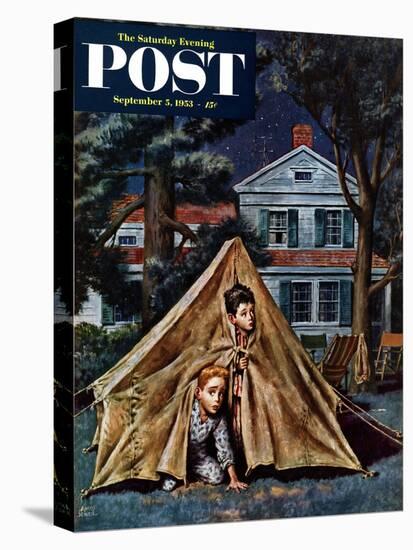 "Backyard Campers" Saturday Evening Post Cover, September 5, 1953-Amos Sewell-Stretched Canvas