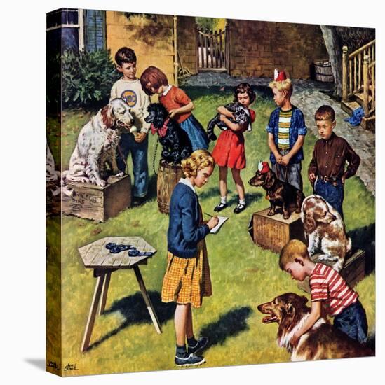 "Backyard Dog Show", July 8, 1950-Amos Sewell-Stretched Canvas